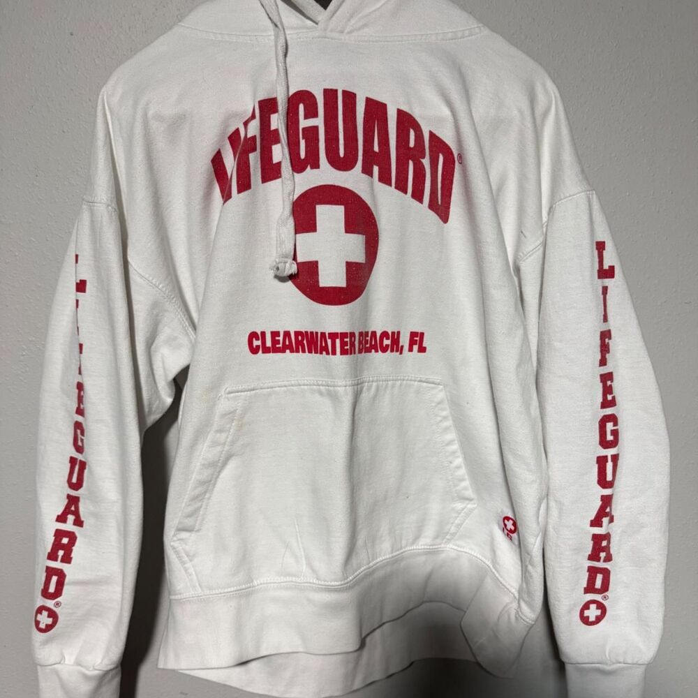 White and Red Lifeguard Hoodie